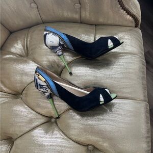 Richmond Black and Blue Heels with Green Accents